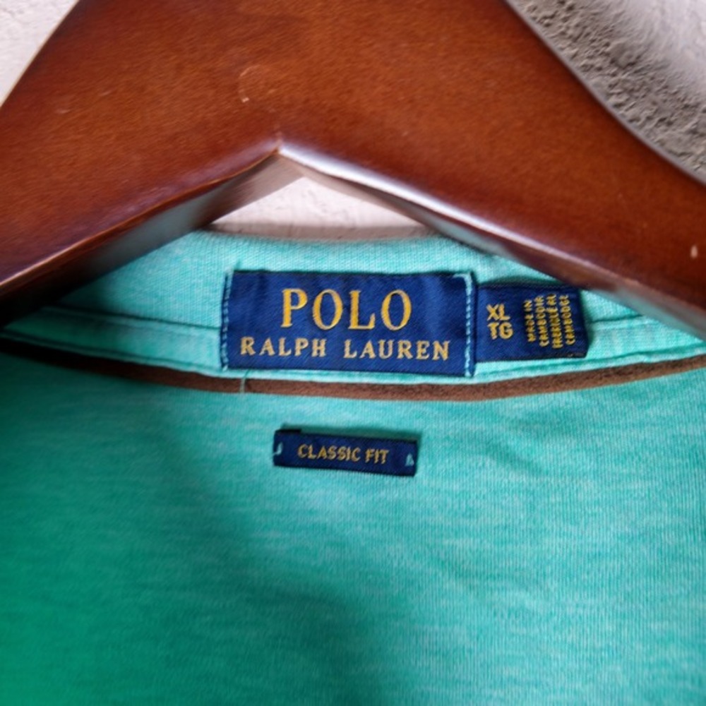 Polo Ralph Lauren Long Sleeve Polo Shirt Aqua Green Classic Fit Mens XL - Picture 3 of 9